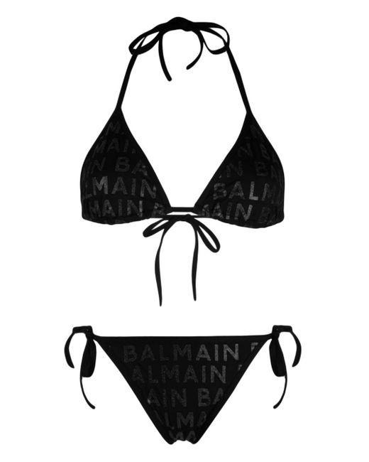 Set bikini con stampa di Balmain in Black