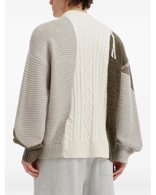 FIVE CM Natural Cable-Knit Patchwork Sweater for men