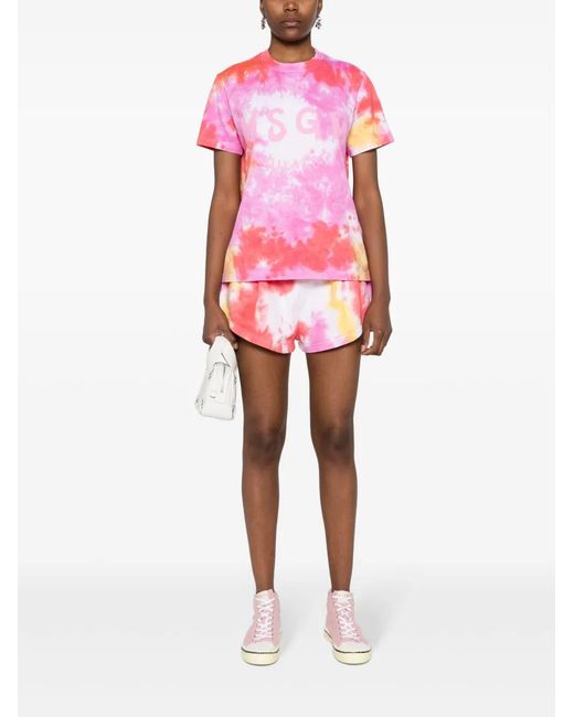 MSGM Pink Embroidered-Logo Shorts