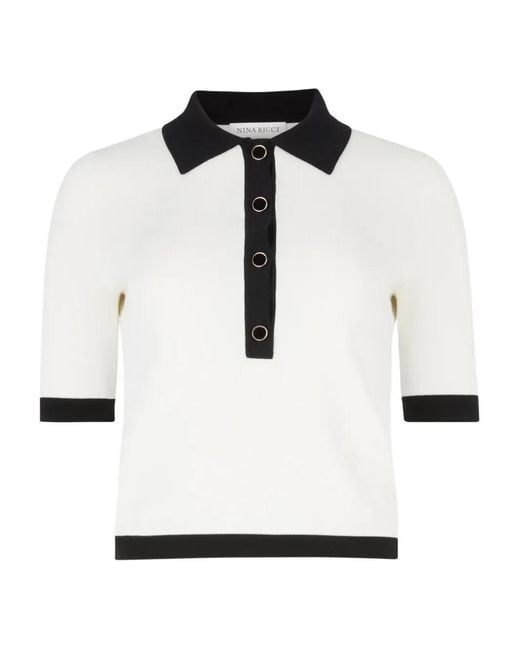 Nina Ricci Black Button Short-Sleeves Polo Shirt