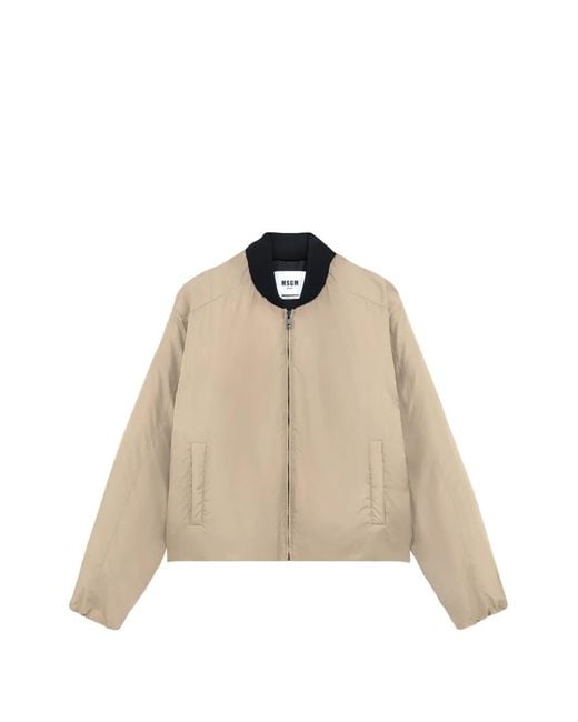MSGM Natural Logo-Patch Bomber Jacket for men