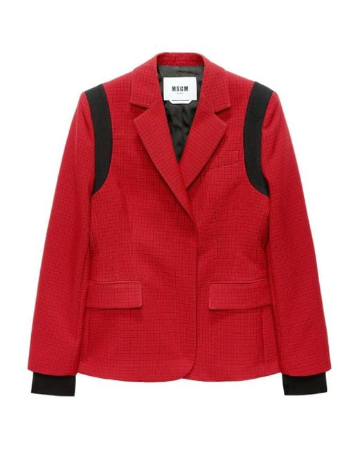 MSGM Panelled Blazer Red