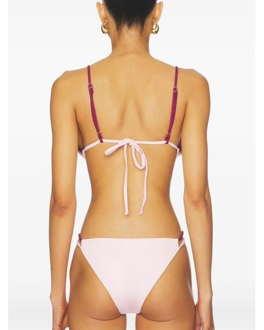 Leslie Amon Purple Garis Trimmed Bikini Top