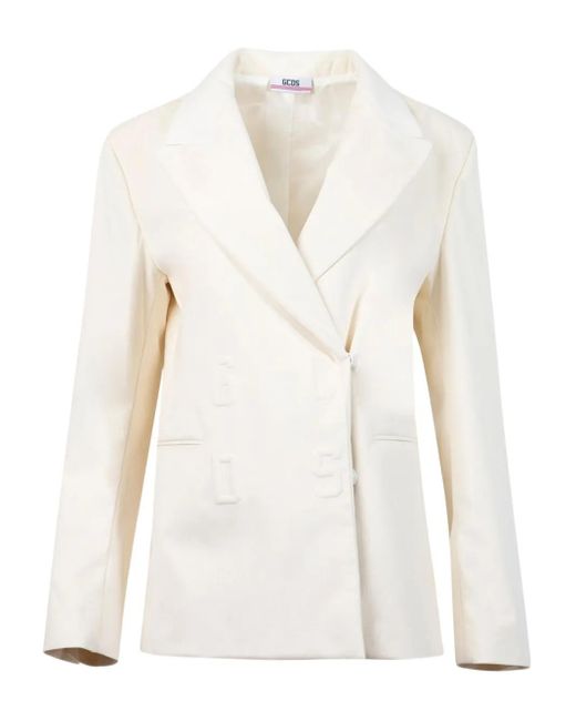 Chaqueta Con Doble Botonadura Y Logo En Relieve Gcds de color White