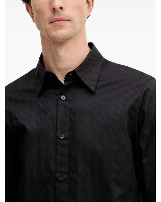 ARMANI EXCHANGE Black Patterned Buttoned Shirt for men