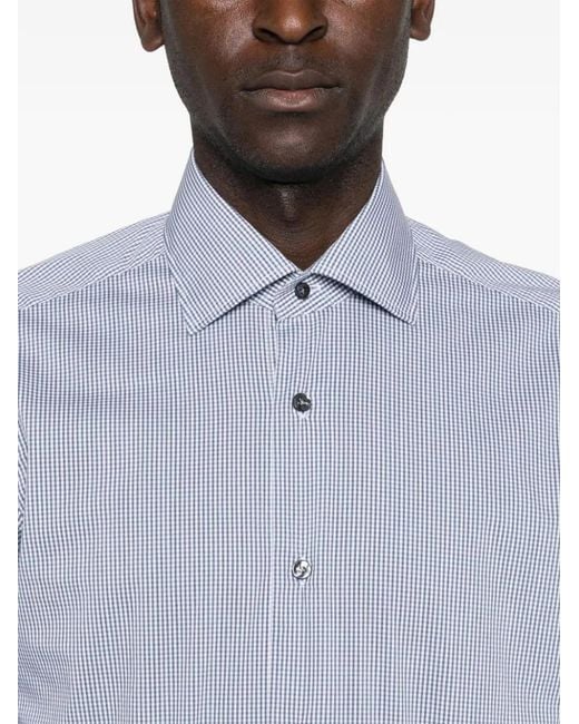 Barba Napoli Blue Checked Shirt for men