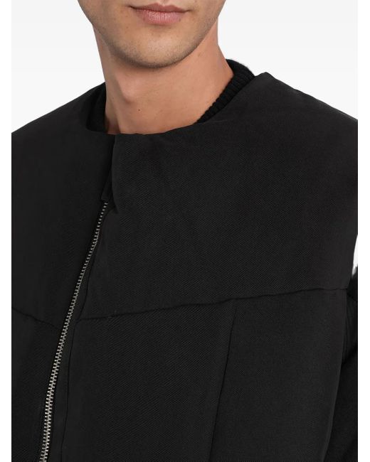 Entire studios Black Collarless Padded Jacket for men