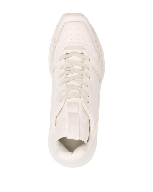 Rick Owens White Geth Runner Leather Sneakers for men