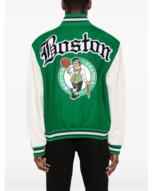 Jeff Hamilton Green Boston Celtics Colour-Block Bomber Jacket for men