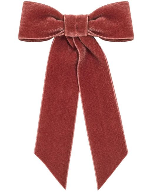 Jennifer Behr Red Wide Velvet Bow Barrette