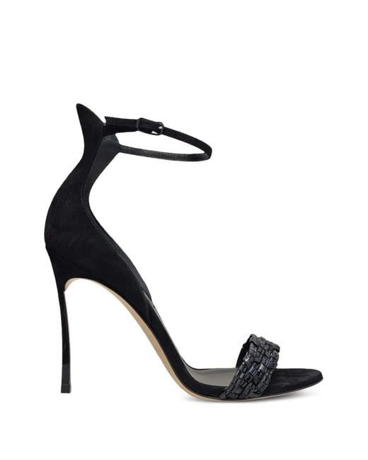 Casadei Black Blade Braided-Strap Sandals