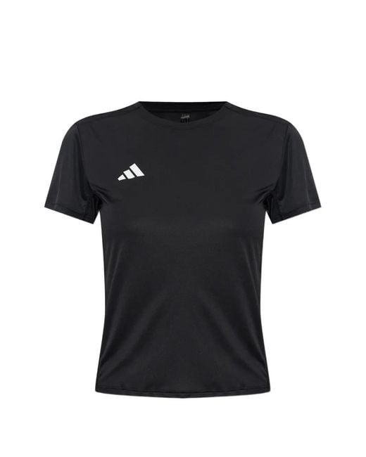 Adidas Black Adizero Logo-Print T-Shirt