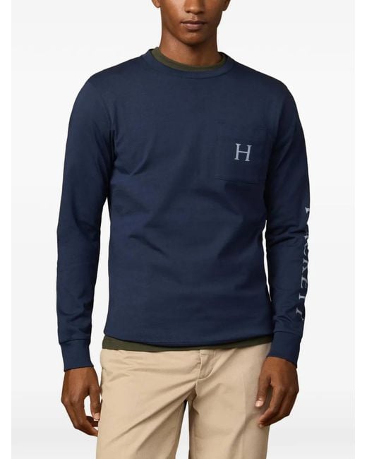 Hackett Blue Heritage Peaks Logo-Print T-Shirt for men