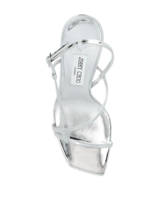Jimmy Choo White Etana 95 Metallic Sandals
