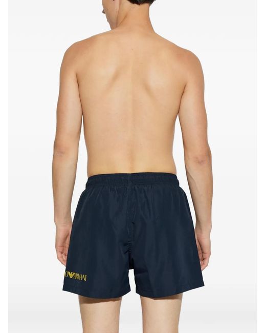 EA7 Blue Logo-Print Drawstring Swim Shorts for men