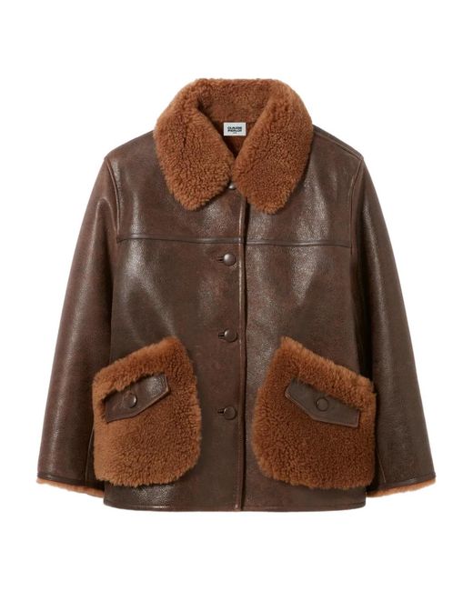 Claudie Pierlot Brown Shearling Patch-Pocket Jacket