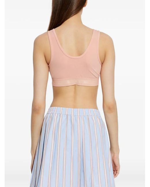 Lacoste Pink Logo-Patch Sports Bra
