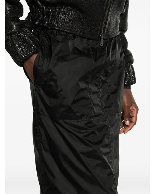 Saint Laurent Black Ruched-Detail Midi Skirt