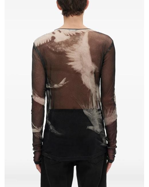Camiseta Greg con palomas estampadas Ann Demeulemeester de hombre de color Black