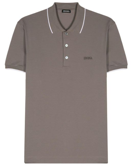 Zegna Poloshirt Met Geborduurd Logo in het Gray voor heren
