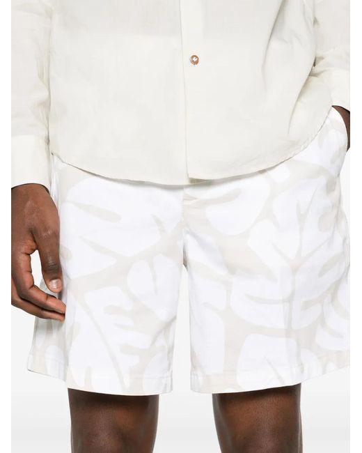 Boss White Karlos Floral-Print Chino Shorts for men