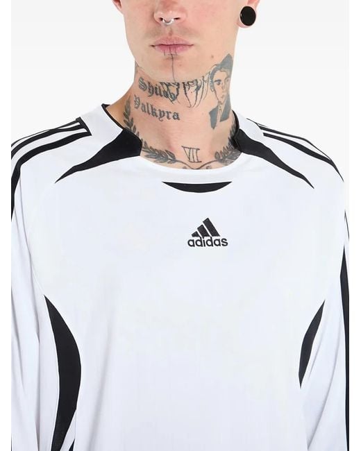 Adidas Blue Long-Sleeved Striped T-Shirt for men