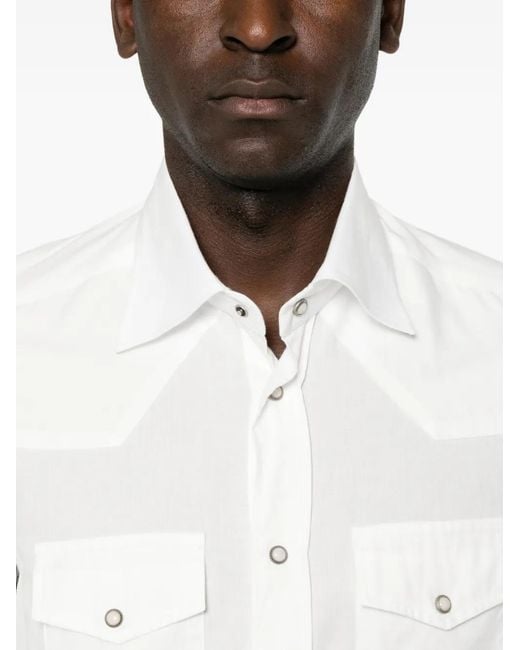 Eleventy White Western-Style Panelled Shirt for men