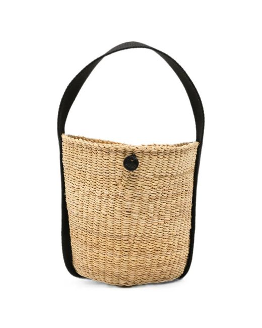 Muuñ White Mini Nona Woven Tote Bag