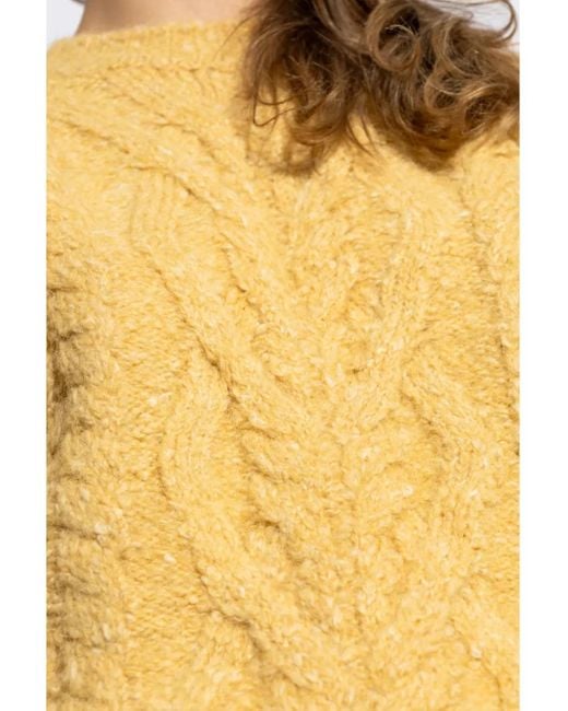Isabel Marant Yellow Textured Cable Knit Sweater With Relaxed Fit And R