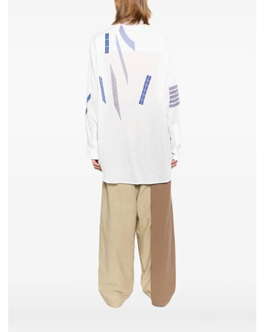 Yohji Yamamoto Blue Motif-Print Shirt for men