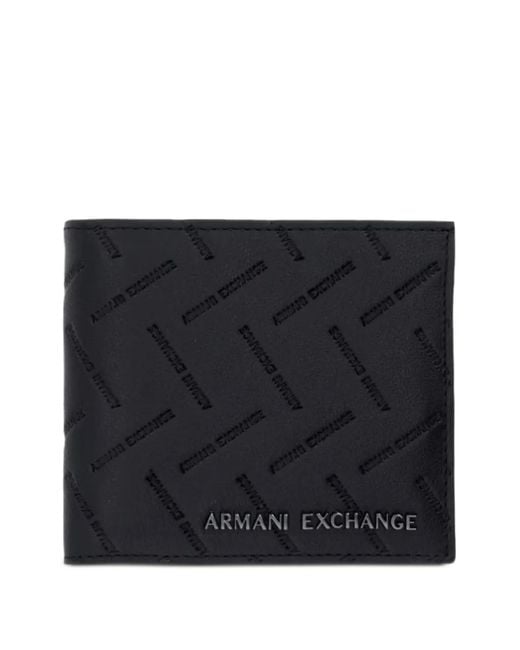 ARMANI EXCHANGE Black Portefeuille Pliant À Logo Embossé for men
