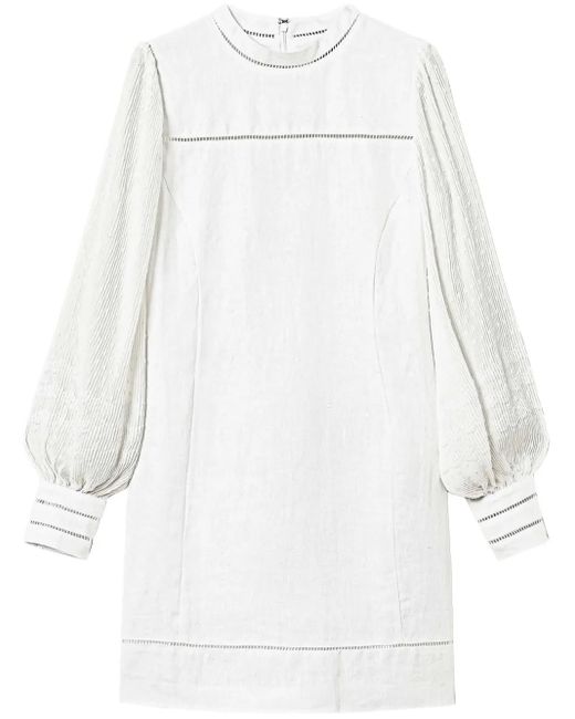 Twinset White Perforated-Detail Mini Dress