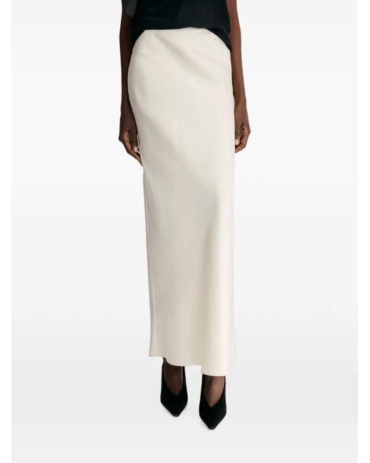 Loulou de Saison White Eli Silk-Twill A-Line Maxi Skirt