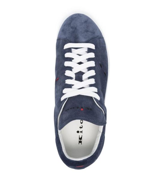 Kiton Blue Decoratibe-stitching Sneakers for men