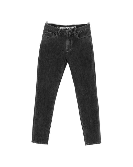 Emporio Armani Black Logo-Plaque Straight-Leg Jeans for men