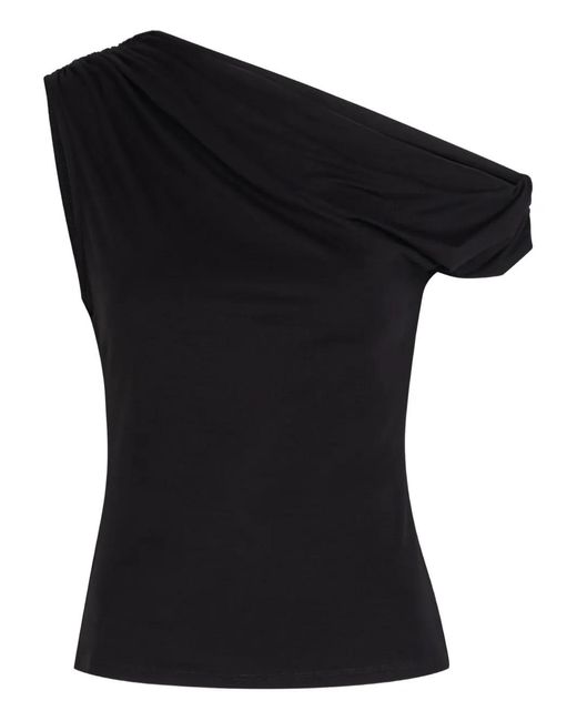 Reformation Black Belle Off-The-Shoulder Jersey Top