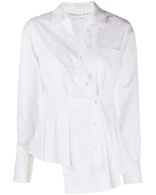 Veronica Beard Cotton Rosamund Asymmetric-hem Shirt in White - Lyst