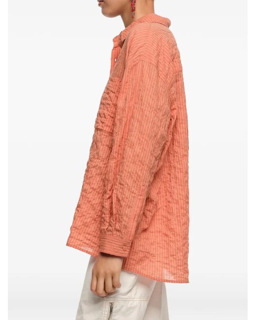 Bimba Y Lola Orange Chemise Rayée À Poche Poitrine