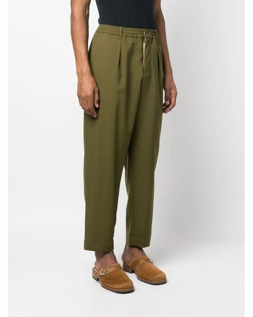 Marni Green Cropped Elasticated Trousers for men