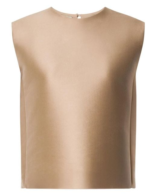 Alberta Ferretti サテン トップ Natural