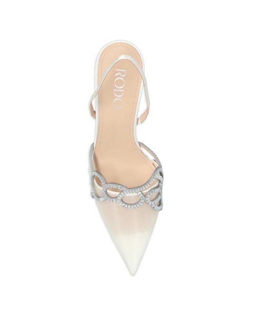 Rodo Verfraaide Slingback Pumps in het White