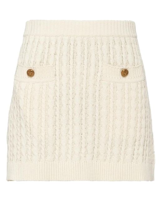 Prada Kabelgebreide Midi-Rok in het Natural