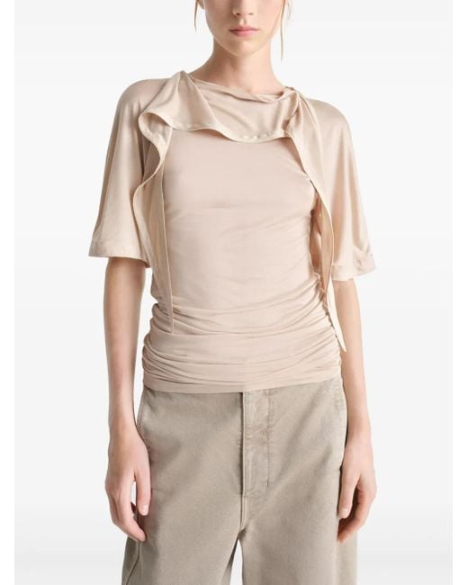 Lemaire Short Sleeve With Foulard T-Shirt in Natural | Lyst