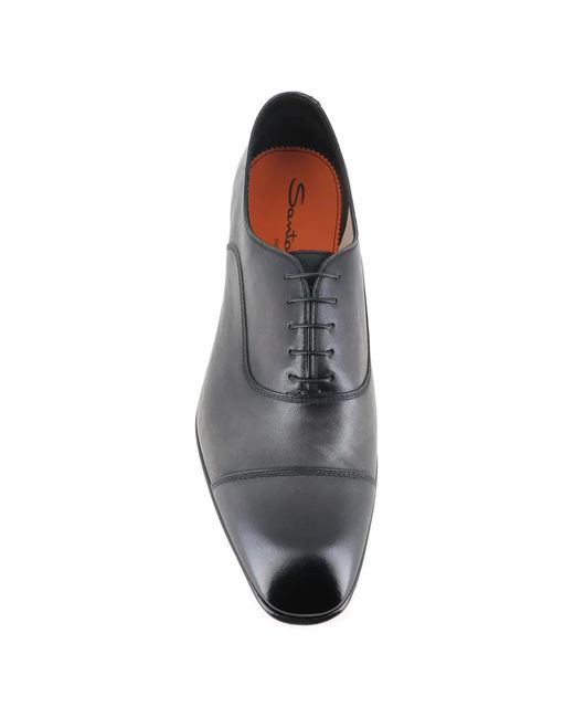 Santoni Gray Cap-Toe Lace-Up Oxford Shoes for men