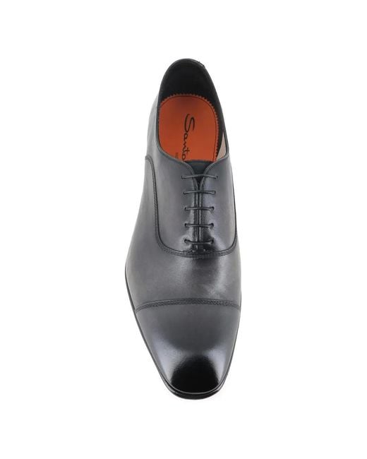 Santoni Gray Cap-Toe Lace-Up Oxford Shoes for men