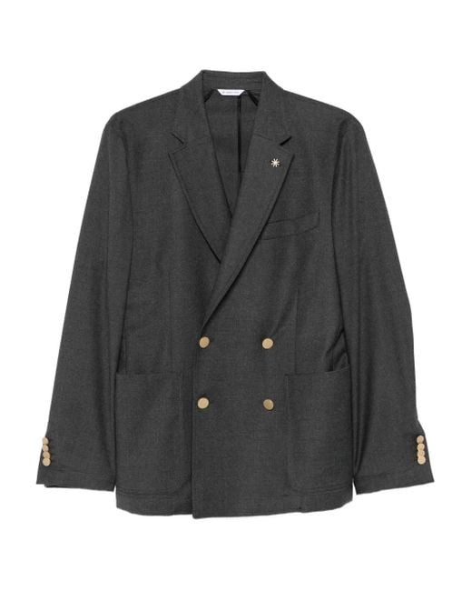 Manuel Ritz Black Double-Breasted Button Jacket for men