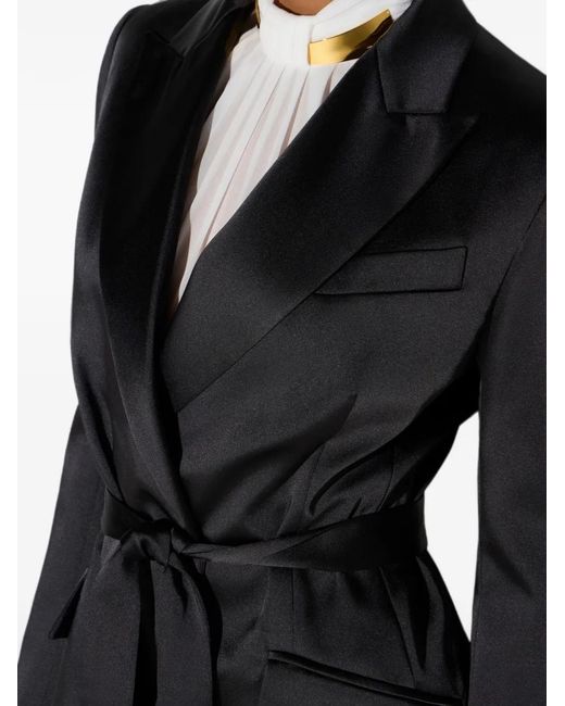 Elisabetta Franchi Black Stretch Satin Jacket With Belt