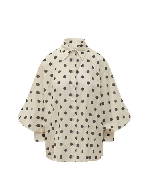 SOSUE White Polka-Dot Blouse