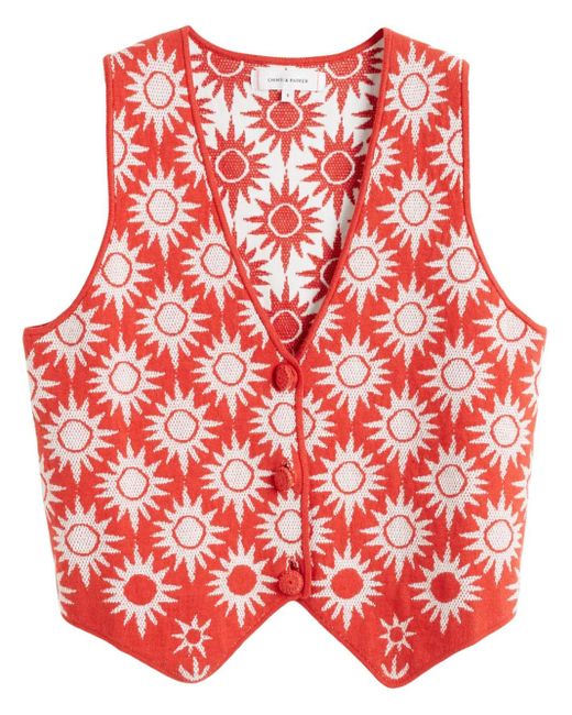 Chinti & Parker Red X Laura Whitmore Sunflower Waistcoat