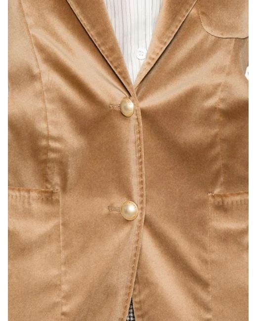 Tagliatore Brown Velvet Patch-Pocket Blazer